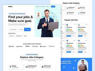 Find Jobs Website clean find job hiring platfrom job board job finding job finding website job hi job listing job platfrom job portal job search landing page online job remot ui web design