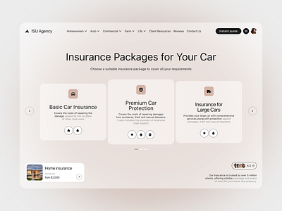 Insurance Packages Page agency website agent b2b business car insurance clean commerial company website corporate website coverage family business home insurance insurance landing page protection saas safety ui ux web web design
