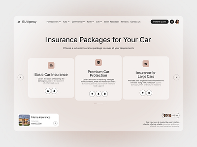 Insurance Packages Page agency website agent b2b business car insurance clean commerial company website corporate website coverage eloqwnt home insurance insurance landing page protection saas safety ui ux web web design