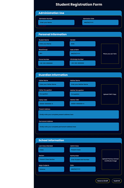 Student Admission Form branding figma form graphic design ui