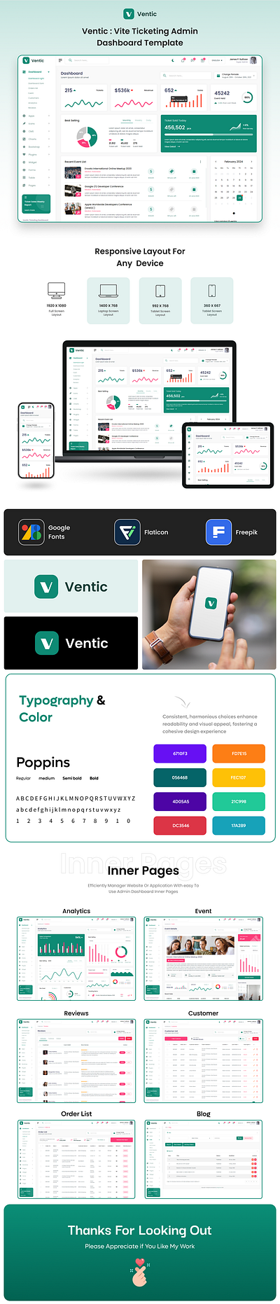 Ventic - React (Vite) Event Ticketing Admin Dashboard Template animation branding creative design graphic design illustration logo motion graphics product design template templates ui uiux user interface web design website