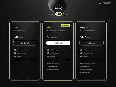 Moon 🌕 Website Builder | Pricing Plans ai ai bot design desktop fancy graphic design hero sectio landing page pricing pricing plans redesign saas saas landing page ui ui design ux web design web redesign website website design