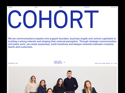 COHORT PR AGENCY animations berlin germany grid helvetica layout live website marketing pr pr agency public relations typography