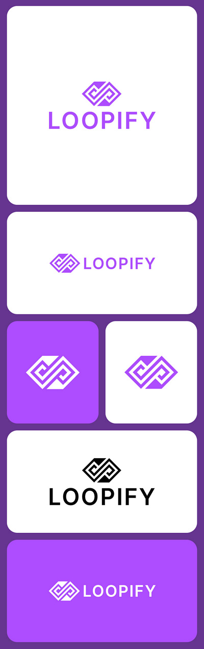 Loopify logo template app branding care colorful design digital geometric graphic design illustration infinity logo loop media minimal modern simple social tech vector web