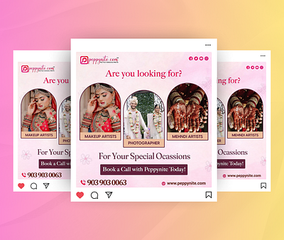 Book For Wedding Services ad Social Media Post Design​​​​​​​ canva design figma graphic design illustration indesign motion graphics photoshop design social media post