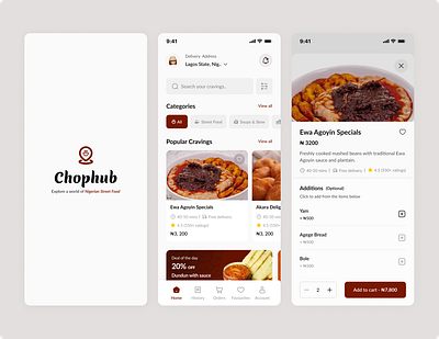 Chophub- Street Food Ordering App app branding design u ui ux