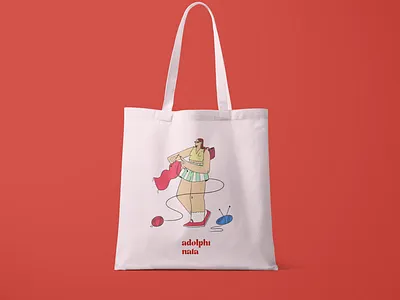 Illustration bag business bag shop brand illustration character art clothes shop illustration knitted bag knitted bags knitting tote bag design tote illustration