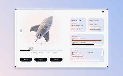 3D Printer UI 3d 3dprinting animation dashboard future industrialdesign innovative interfacedesign machine modern moderndesign printer productdesign ui uiux