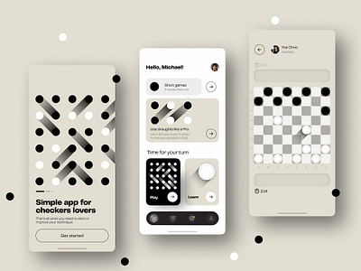 Simple app for Checkers Lovers | Mobile App design case study design community dribbble flat game development game interface mobile app mobile application ux webdesign