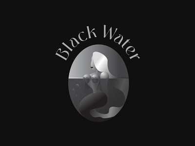 Black Water Logo Illustration black black and white brand branding drink fish legend logo logotype mermaid ocean retro river vintage water woman