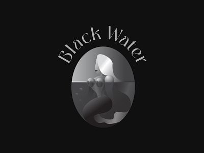 Black Water Mermaid Logo Illustration black black and white brand branding drink fish legend logo logotype mermaid ocean retro river vintage water woman