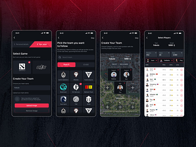 Wardraft - Team Creation app creation csgo design dota fabulo fantasy game gaming ios matches mobile team ui ux