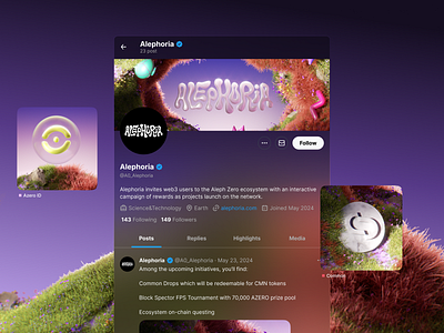 Alephoria X 3d brand branding colorful crypto defi grass purple social media thumbnail web3 x