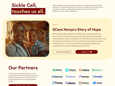 SCare Kenya Landing page awareness design health kenya sicklecell ui ux webdesign website