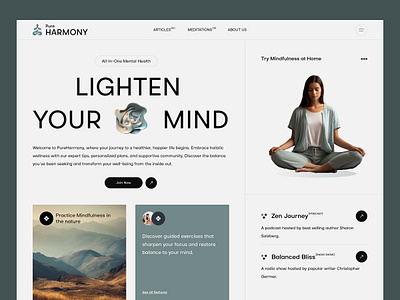 Mental Health Landing Page branding design figma health landing landing page mentalhealth mindfulness product design saas self care startup ui ui design uiux ux web web design website wellness