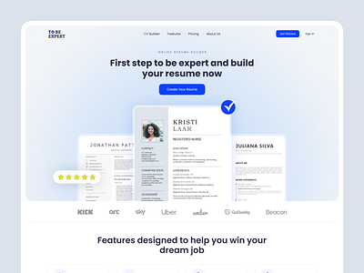 Resume Builder app blue branding cv design graphic design graphics home page illustration ios landing landing page logo resume builder ui ux website