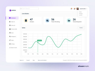 Shopln: Dashboard dashboard design design system minimal order details product product design saas saas dashboard saas design saas product sidebar ui ux web app