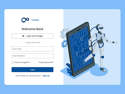 Chat bot login lightmode sign up ui web web design