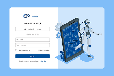 Chat bot login lightmode sign up ui web web design