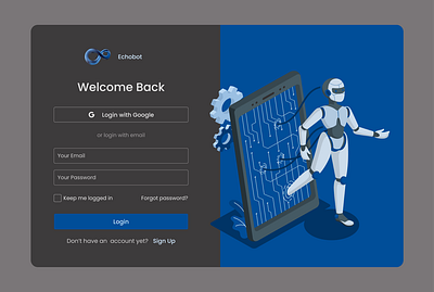 Chat Bot Sign Up Page chatbot login signup ui web web design