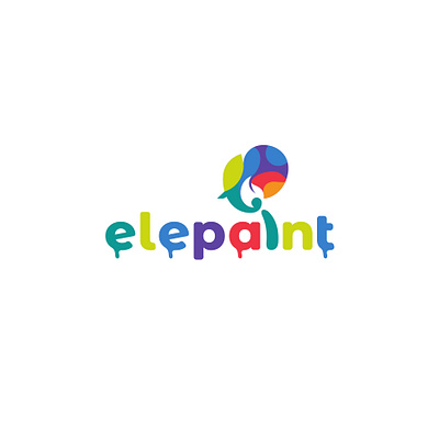 Elepaint animal animation art branding colorful creative elephant fun graphic design joy logo logo design modern paint playful wordmark