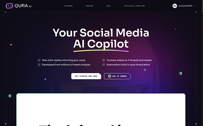 Qura AI Landing page ai qura saas ui ux