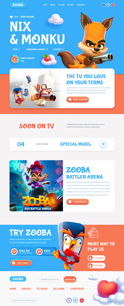 ZOOBA GAME WEBSITE DESIGN adobe photoshop css3 figma html5 javascript landing page logo php trending uiux viral web web design website website design wordpress