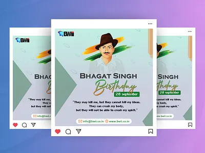 Bhagat Singh Jayanti Social Media Post bhagat singh jayanti bhagat singh jayanti post birthday social media canva creatives design figma graphic design indesign modren post design photoshop social media creatives social media post unique designs