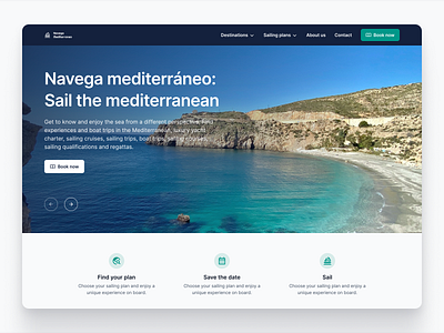 Sail the Mediterranean in style book a trip clean experience green minimal product design sailing trip ui ux website design