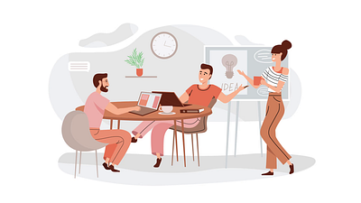 Creative Team 2D Animation 2d animation art direction brainstorming creative agency creative team design process design studio flat graphic design illustration man meeting motion team team meeting teamwork woman workflow workspace