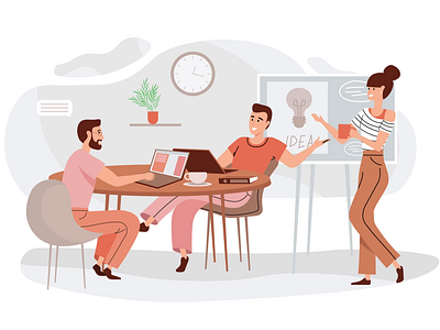 Creative Team 2D Animation 2d animation art direction brainstorming creative agency creative team design process design studio flat graphic design illustration man meeting motion team team meeting teamwork woman workflow workspace