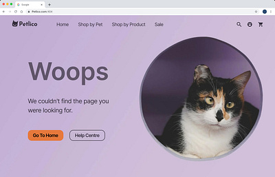#DailyUI 008 | 404 page for an online pet store 404 404 page cat pet store ui ui design web website design