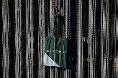 Aechen Architects Logo Design Tote Bag architect architecture bag blue branding design geometric graphic design green icon logo mark tote