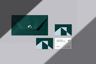 Aechen Architects Brand Visual Identity Logo Design architect architecture brand branding business card collateral design designer geometric graphic design green icon identity logo mark visual