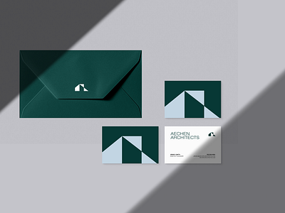 Aechen Architects Brand Visual Identity Logo Design architect architecture brand branding business card collateral design designer geometric graphic design green icon identity logo mark visual