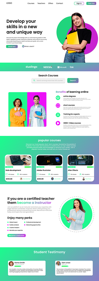 E-Learning app graphic design ui