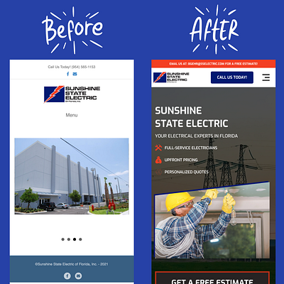 Sunshine State Electric's Before & After branding design graphic design illustration logo ui ui design web design webdesign website design website development wordpress wordpress design wordpress website