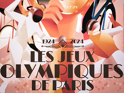 Paris Olympics from 1924 to 2024 art deco illustration olympics paris olympic poster sports vintage