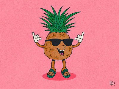 Pineapple Character 01_BRD_8-6-24 cartoon character character design mascot pineapple procreate retro rubberhose