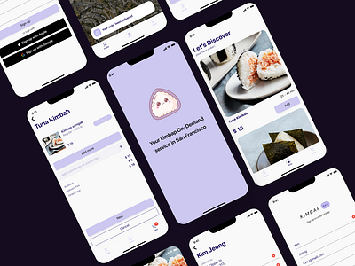 Kimbab delivery app animation branding customer journey map design figma graphic design minimal persona prototiping research ui ux warframes