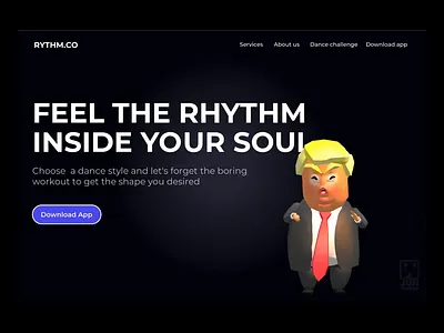 Dancing Landing Page - 3D Interaction Design 3d animation dancing app landing page motion graphics trump ui web design