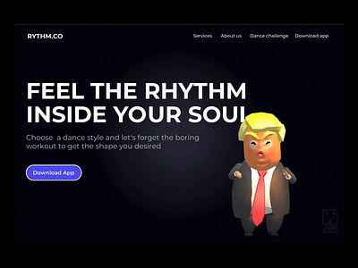 Dancing Landing Page - 3D Interaction Design 3d animation dancing app landing page motion graphics trump ui web design