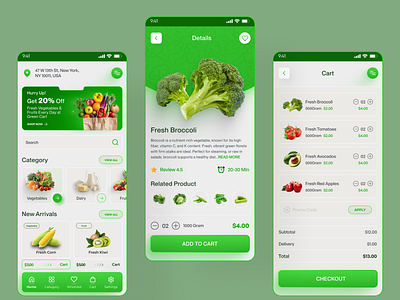 Green Cart Mobile APP "Grocery Store" customerreviews dairy figma freshproduce fruits grocerydelivery healthyeating homedelivery mobile app mobile application mobilewallet onlineshopping ordertracking organicproducts productsearch shoppinglist trends 2024 ui userfriendly vegetables