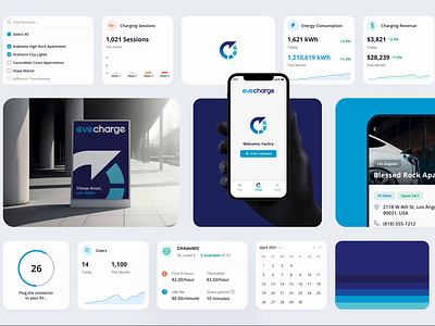 EVE Charge - Components animation battery branding chart clean electric vehicle ev figma ios landing page logo mobile app modern motion graphics statistics stats ui web design web designer website