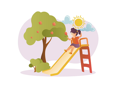 Child on the Playground 2D Animation 2d animation child childhood creative play flat girl illustration kid kids kids playing motion nature outdoor play plaing playful learning playgroup slide trees yard