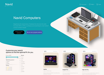 Navid, A Computer Store. branding design illustration ui uiux web design