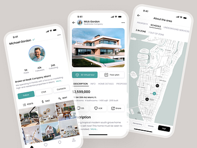 Broker's Profile Mobile App | Real Estate agency animation appartment broker building filters home house map mobile mobile app mobile design properties real estate mobile app realestate realtor rental residence user profile uxui