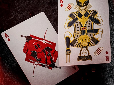 DEADPOOL & WOLVERINE clean lines deadpool illustration marvel playing cards vector wolverine