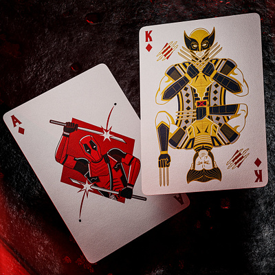 DEADPOOL & WOLVERINE clean lines deadpool illustration marvel playing cards vector wolverine