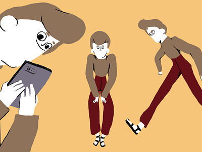 Character design for "Bear Watching" - The tourist 2d animation animation annoying boy character character design character sheet drawing emotions frame by frame human illustration influencer phone selfie tvpaint